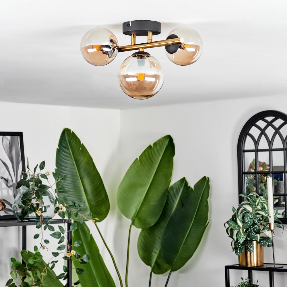 Hofstein Chehalis Ceiling Light Glass Gold Black 3-Light