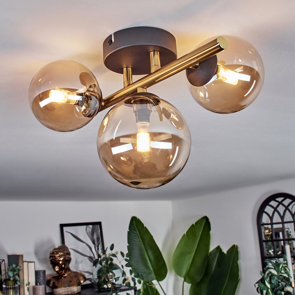 Hofstein Chehalis Ceiling Light Glass Gold Black 3-Light