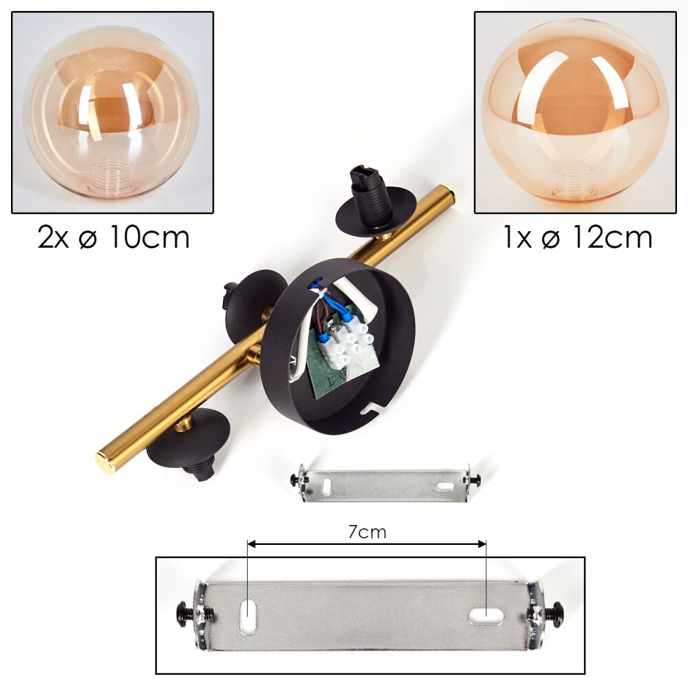 Hofstein Chehalis Ceiling Light Glass Gold Black 3-Light
