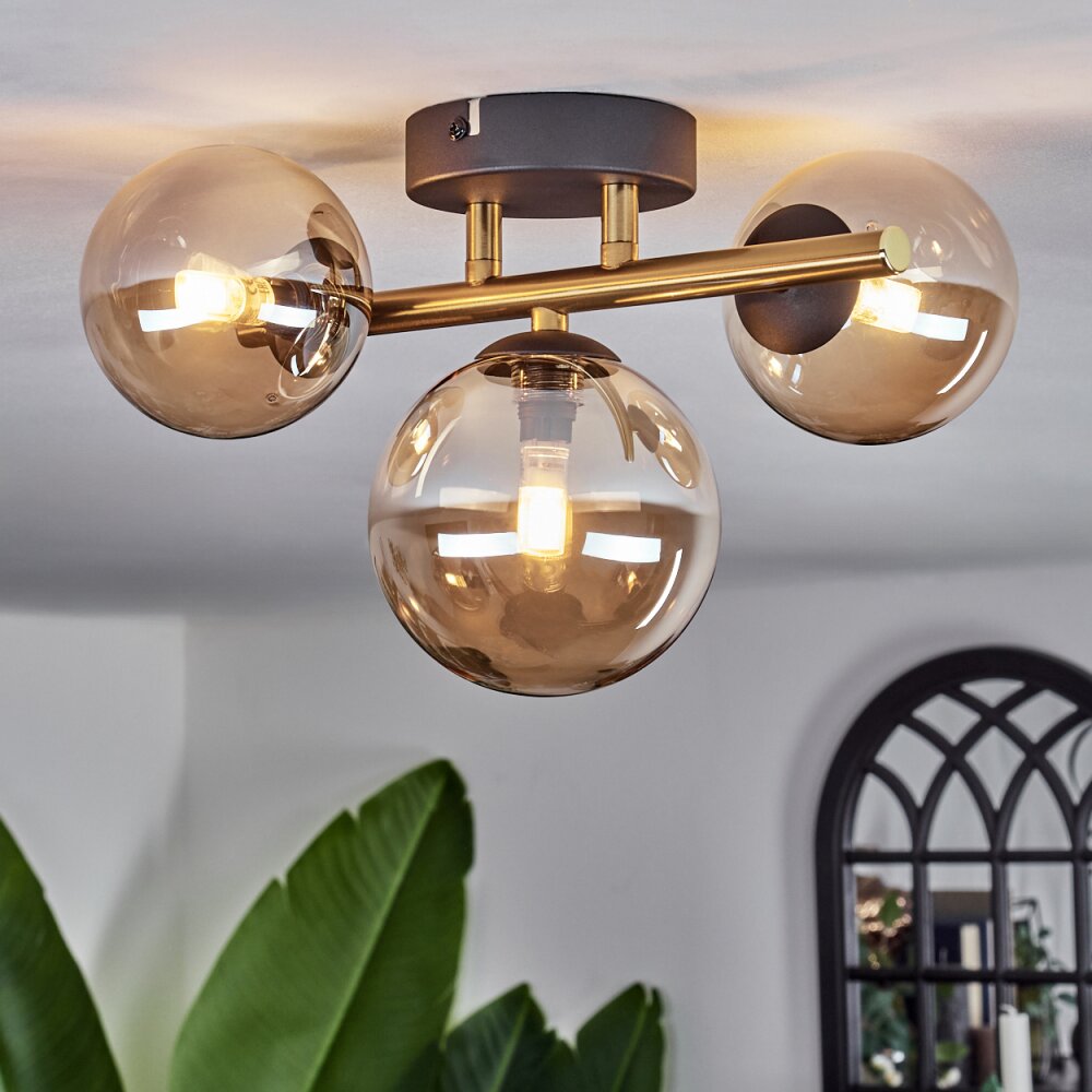 Hofstein Chehalis Ceiling Light Glass Gold Black 3-Light