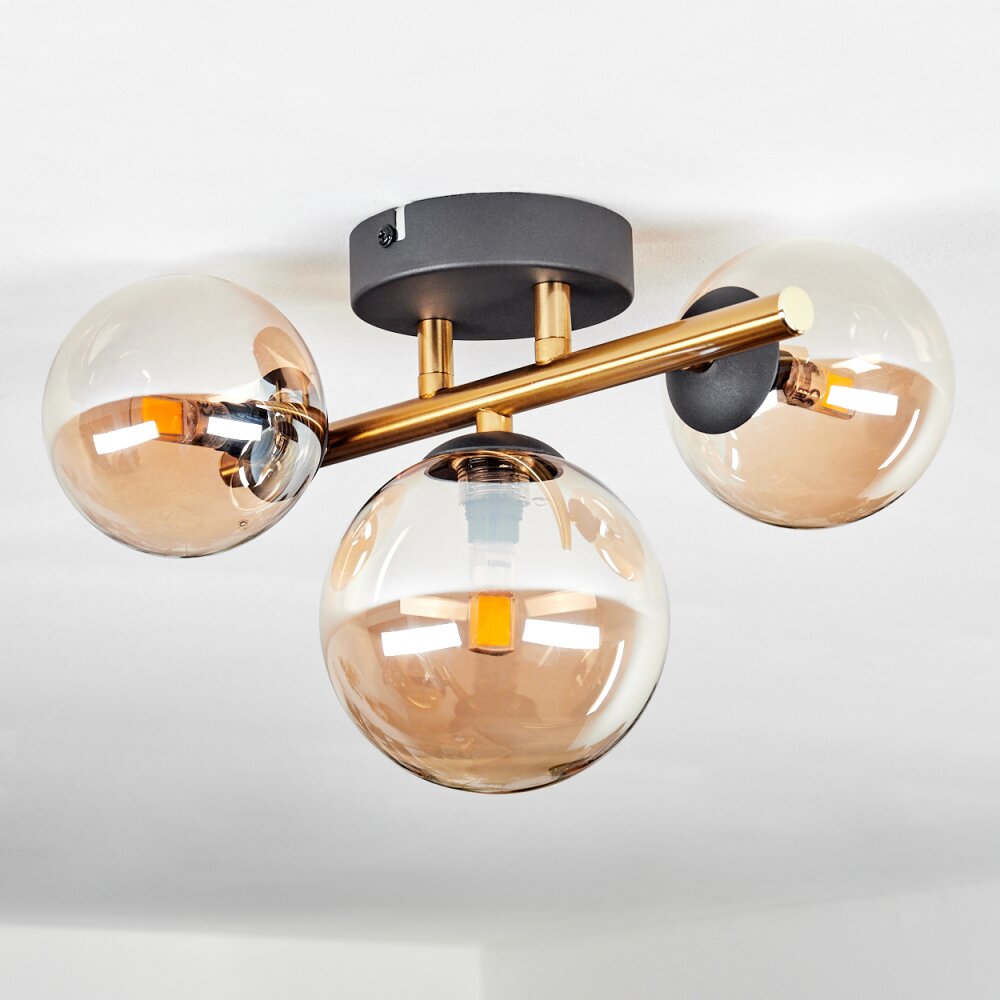 Hofstein Chehalis Ceiling Light Glass Gold Black 3-Light