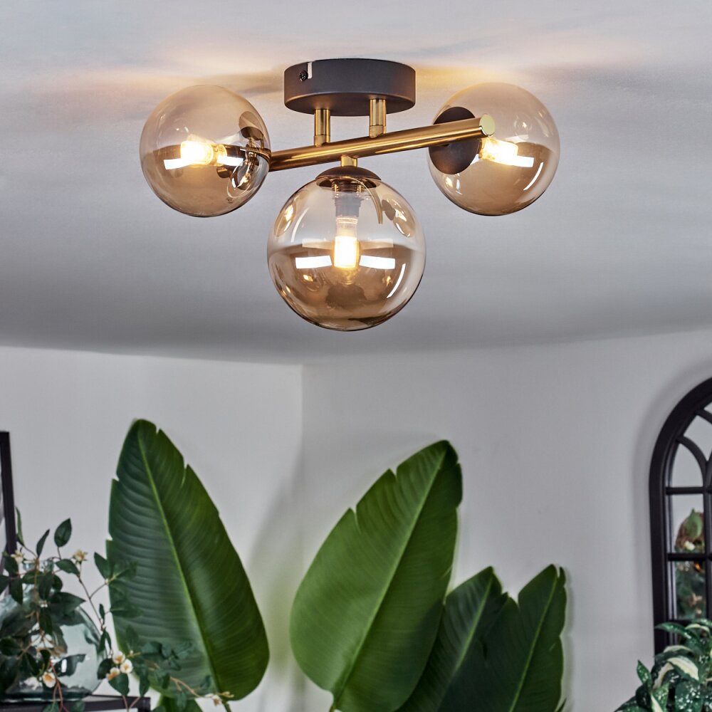 Hofstein Chehalis Ceiling Light Glass Gold Black 3-Light