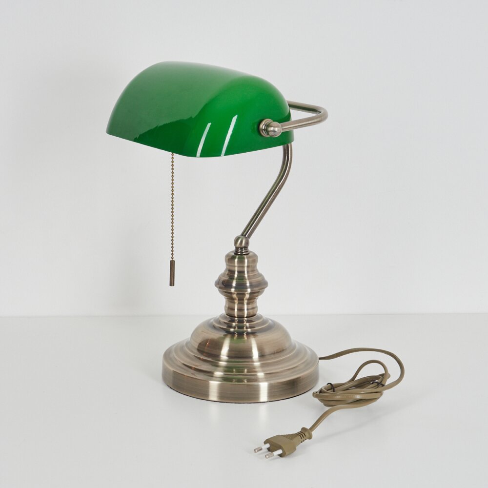 Hofstein HAVSTA Banker Lamp Antique Brass Classic Desk Light