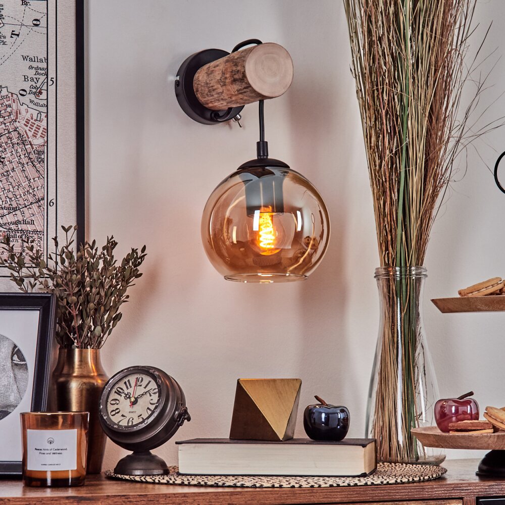 hofstein Koyoto Wall Light Glass 15 cm Ecru Black 1-Light