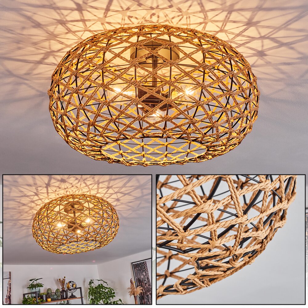 hofstein MULSTRAND Ceiling Light 3-Light Boho Scandinavian Ecru Black