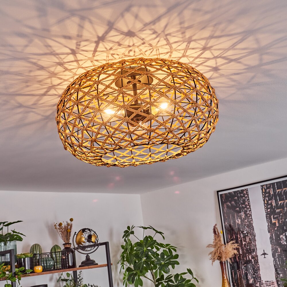 hofstein MULSTRAND Ceiling Light 3-Light Boho Scandinavian Ecru Black