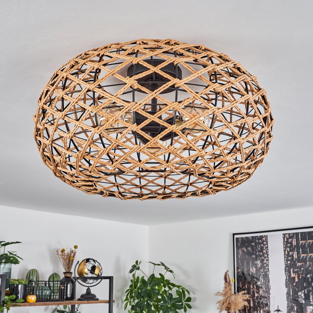 hofstein MULSTRAND Ceiling Light 3-Light Boho Scandinavian Ecru Black