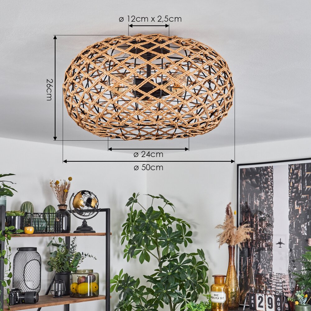 hofstein MULSTRAND Ceiling Light 3-Light Boho Scandinavian Ecru Black