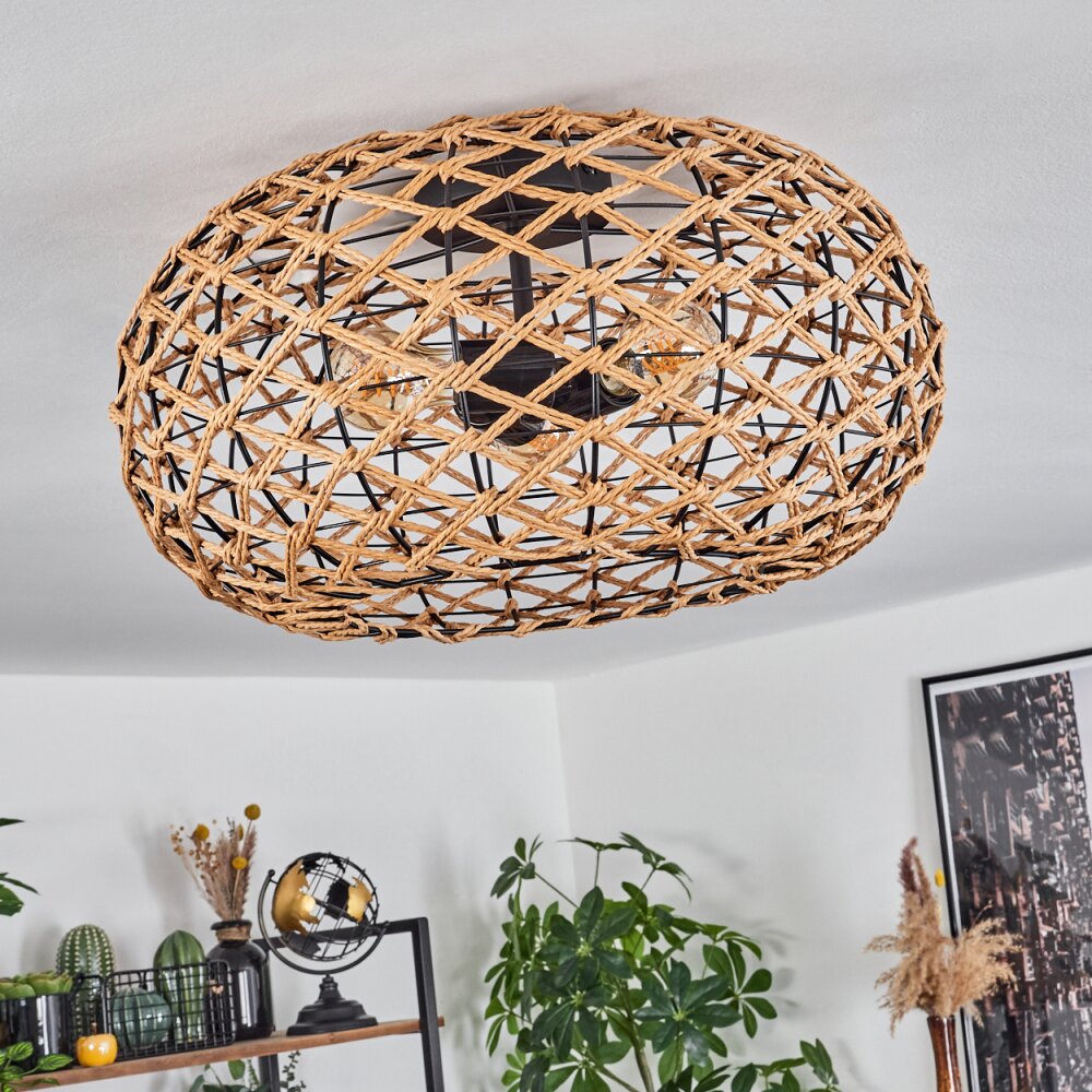 hofstein MULSTRAND Ceiling Light 3-Light Boho Scandinavian Ecru Black