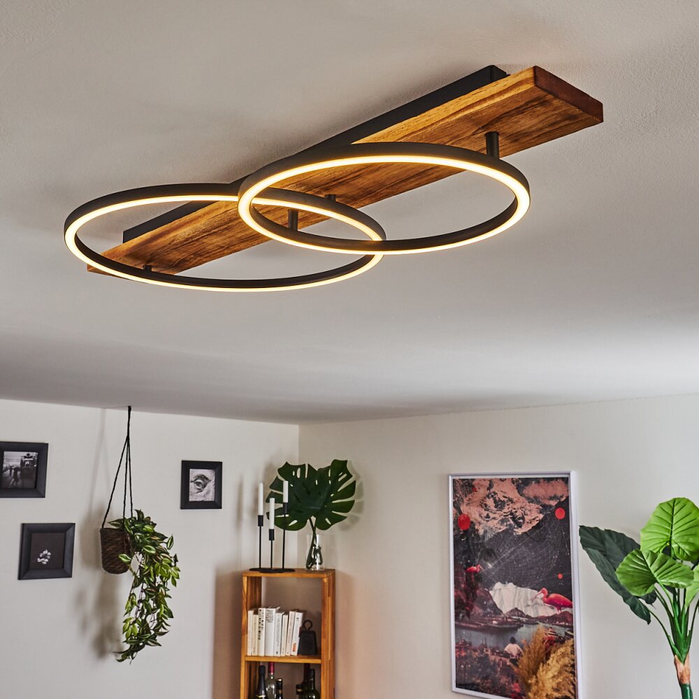 hofstein Pompu LED Ceiling Light Dark Wood and Black 2-Light