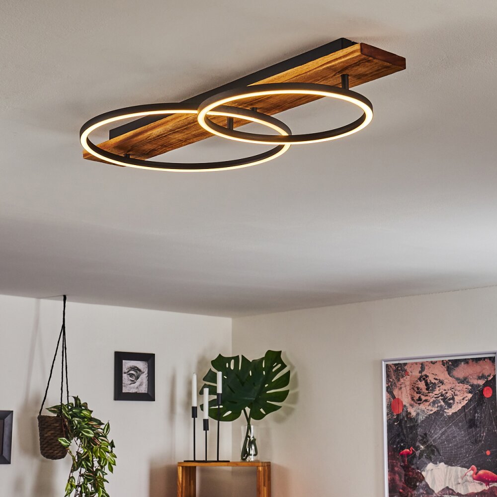 hofstein Pompu LED Ceiling Light Dark Wood and Black 2-Light