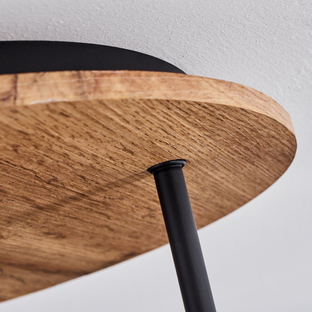 Hofstein Vouhet 3-Light Ceiling Light Wood Finish Black